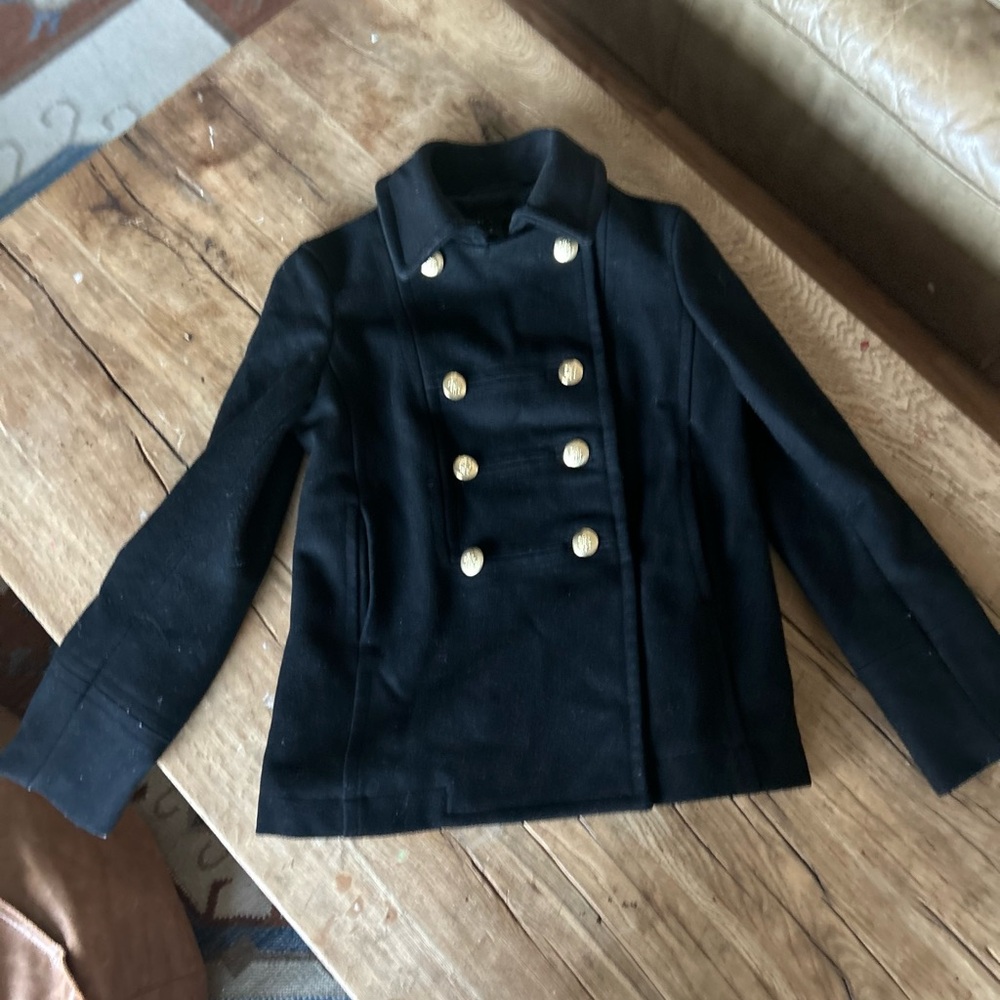 Marc Jacobs Black Coat with Gold military vintage style gold buttons s 2 - Picture 3 of 12
